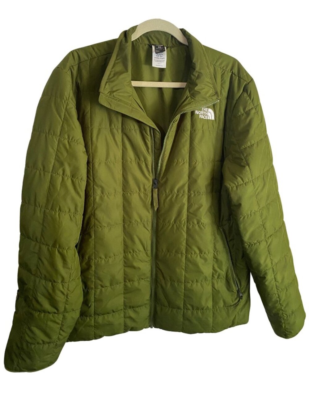 The North Face Men’s Large Olive Green Quilted Insulated Jacket Asymmetrical Zip
